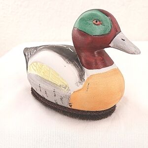 JASCO Vintage Lint Brush Remover Ceramic Mallard Duck Figurine Hand Painted